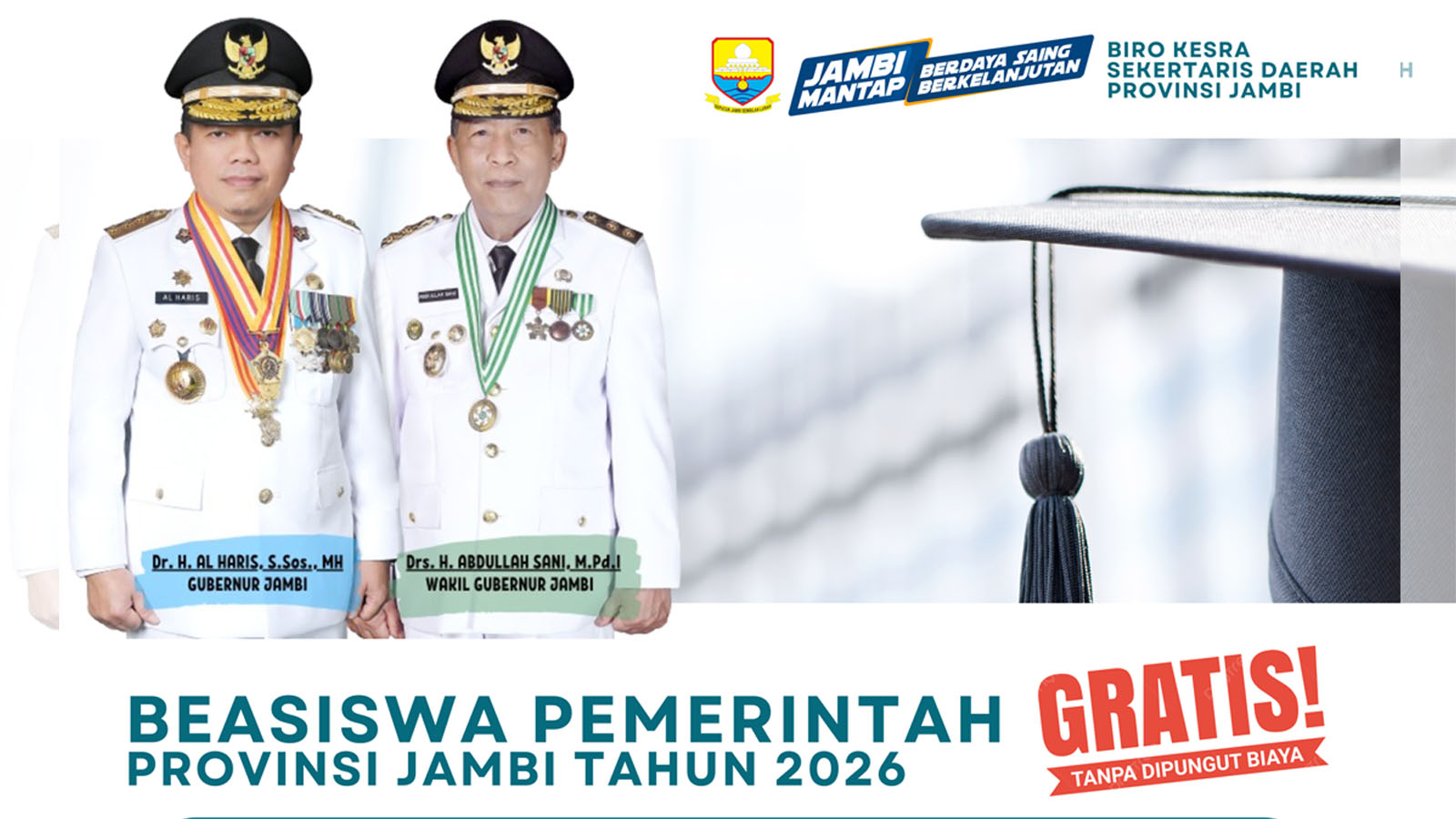Pendaftaran Beasiswa Pemerintah Provinsi Jambi Tahun 2026 Resmi Dibuka, Kesempatan bagi Mahasiswa Berprestasi dan Kurang Mampu